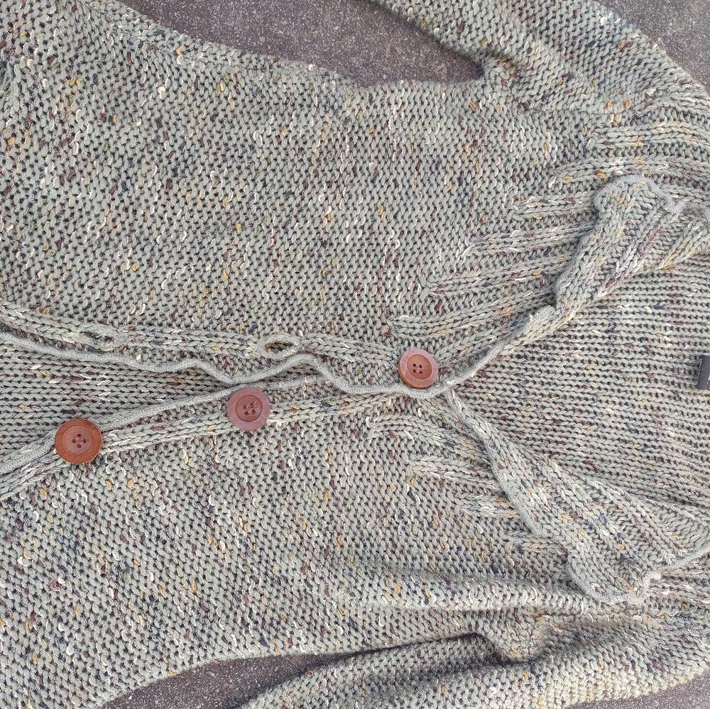 BCBG green button up sweater
